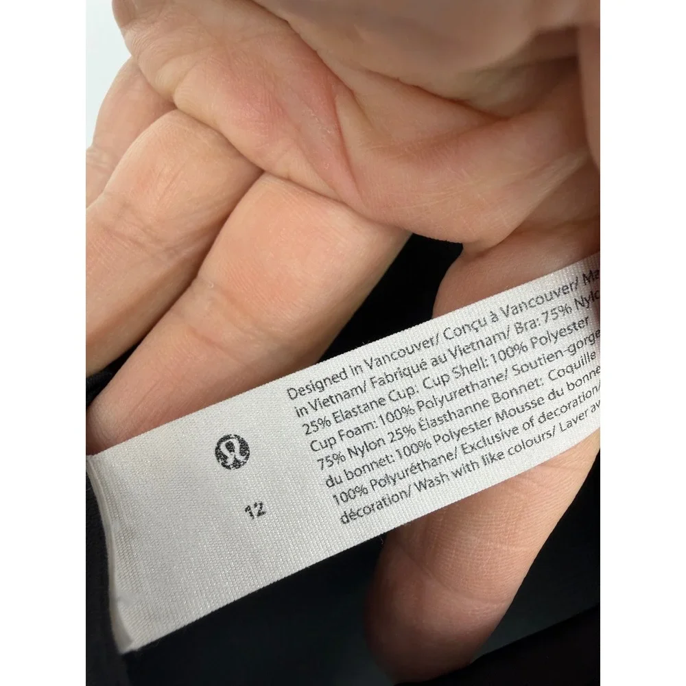 Lululemon like a cloud Sports Bra Women 12 Black Strappy Back Yoga Gym